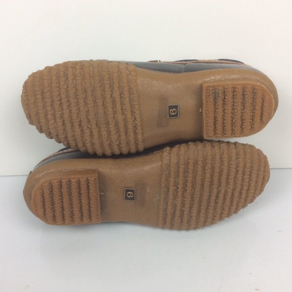 Pro Line Blue & Tan Waterproof Leather/Rubber Sheepskin Duck Rain Shoes Size 6 - Picture 3 of 7